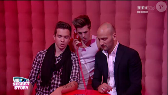 Sacha, Yoann et Kevin dans Secret Story 6, vendredi 20 juillet 2012 sur TF1