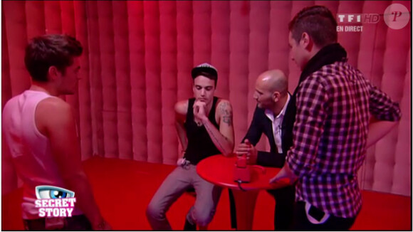 Julien, Yoann, Kevin et Sacha dans Secret Story 6, vendredi 20 juillet 2012 sur TF1