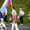 Maria Sharapova, fière porte-drapeau de la délégation russe lors de la cérémonie d'ouverture des Jeux olympiques de Londres 2012. 27 juillet