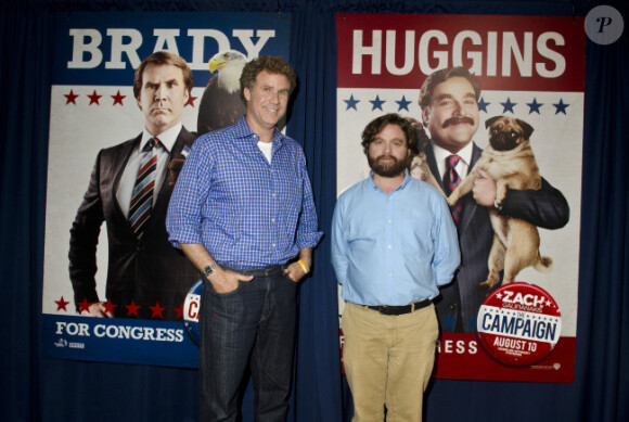 Will Ferrell et Zach Galifianakis en promo du film Moi, député à Washington le 31 juillet 2012