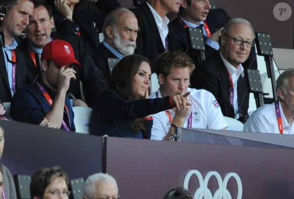 Kate Middleton et les princes William et Harry ont assisté le 5 août 2012 à la victoire d'Usain Bolt dans le 100m des Jeux olympiques.