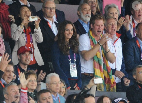 Kate Middleton et les princes William et Harry ont assisté le 5 août 2012 à la victoire d'Usain Bolt dans le 100m des Jeux olympiques.
