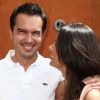 Faustine Bollaert et son compagnon Maxime Chattam, très complices, à Roland Garros en mai 2012