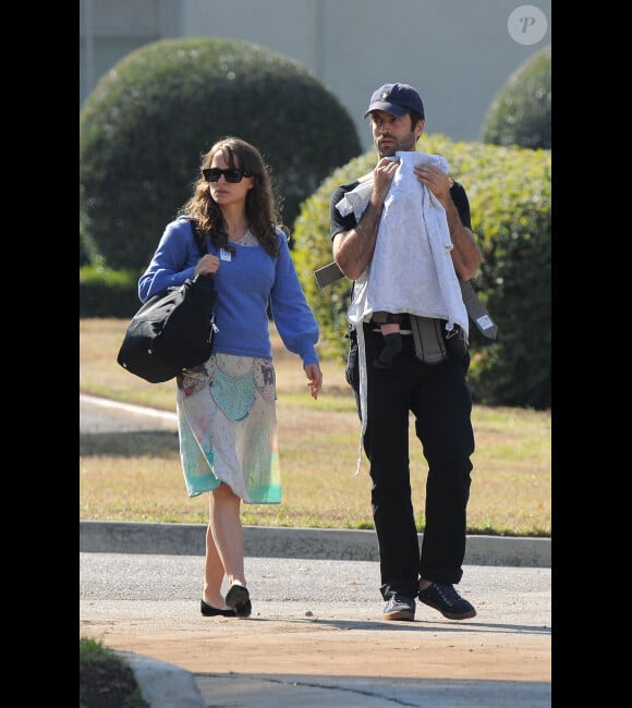 Natalie Portman et Benjamin Millepied avec leur bébé Aleph le 5 novembre 2011
