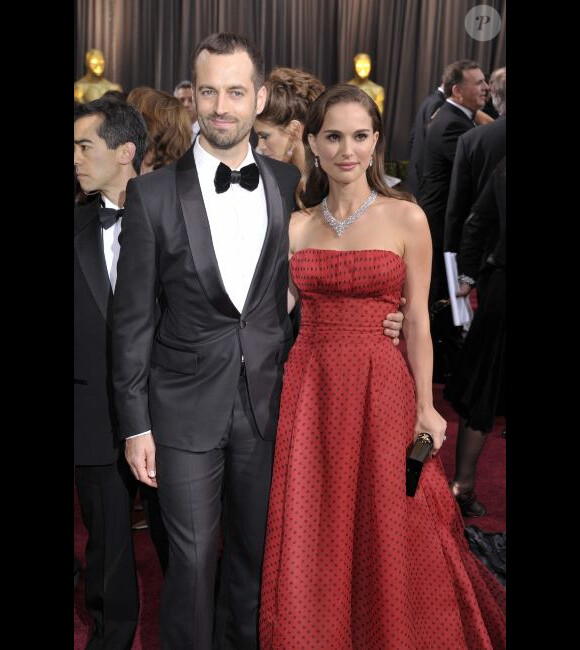 Natalie Portman et Benjamin Millepied lors des Oscars 2012