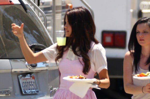 Selena Gomez sur le tournage du film Parental Guidance Suggested, le vendredi 10 août 2012, à Sherman Oaks, en Californie.