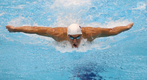Michael Phelps en plein effort dans la piscine olympique de Londres.