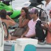 Cesc Fabregas (FC Barcelone) et sa somptueuse compagne Daniella Semaan en vacances à Ibiza le 12 août 2012.