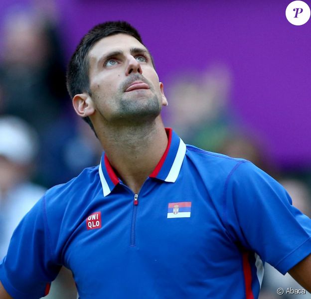 Novak Djokovic à Londres le 3 août 2012 lors des Jeux olympiques lors de sa défaite face à Andy Murray lors de la demi-finale