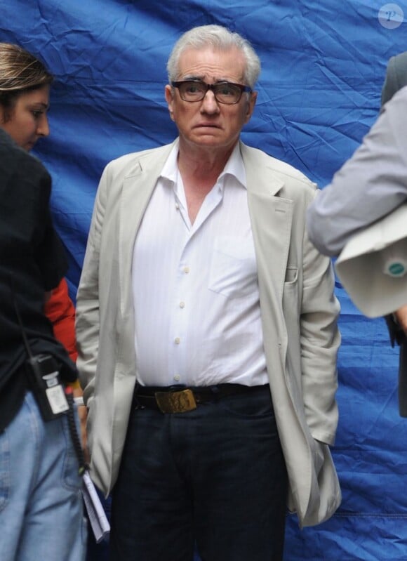 Martin Scorsese tourne The Wolf of Wall Street à New York le 25 août 2012.