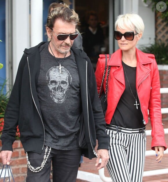 Johnny Hallyday et sa femme Laeticia à Los Angeles le 18 avril 2011