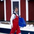 Le prince Frederik de Danemark à Bastad le 26 août 2012, au troisième jour des Nordic Sailing Masters, qu'il disputait en classe Dragon.