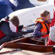 Le prince Frederik de Danemark a fait une sortie en mer avec ses enfants le prince Christian et la princesse Isabella, à Bastad le 25 août 2012, en marge de sa participation aux Nordic Sailing Masters, qu'il disputait en classe Dragon.