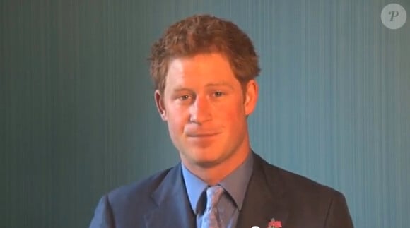 Image du prince Harry en août 2012 dans un message enregistré en vidéo pour les Jeux paralympiques de Londres.