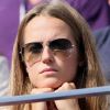 Kim Sears, spectatrice anxieuse lors du premier match de son homme Andy Murray lors de l'US Open au Billie Jean National Tennis Center à Flushing Meadows près de New York le 27 août 2012