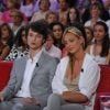 Fouad Aït-Atou et Nora Arnezeder lors de l'enregistrement de l'émission Vivement dimanche sur France 2 diffusé le 2 septembre 2012