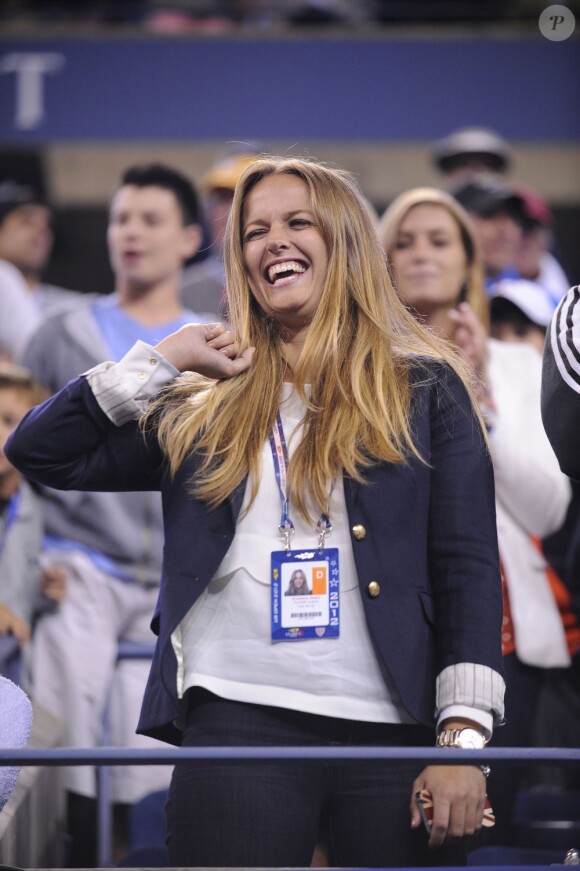 Kim Sears heureuse après la victoire de son homme Andy Murray en finale de l'US Open sur Novak Djokovic le 10 septembre 2012 à New York