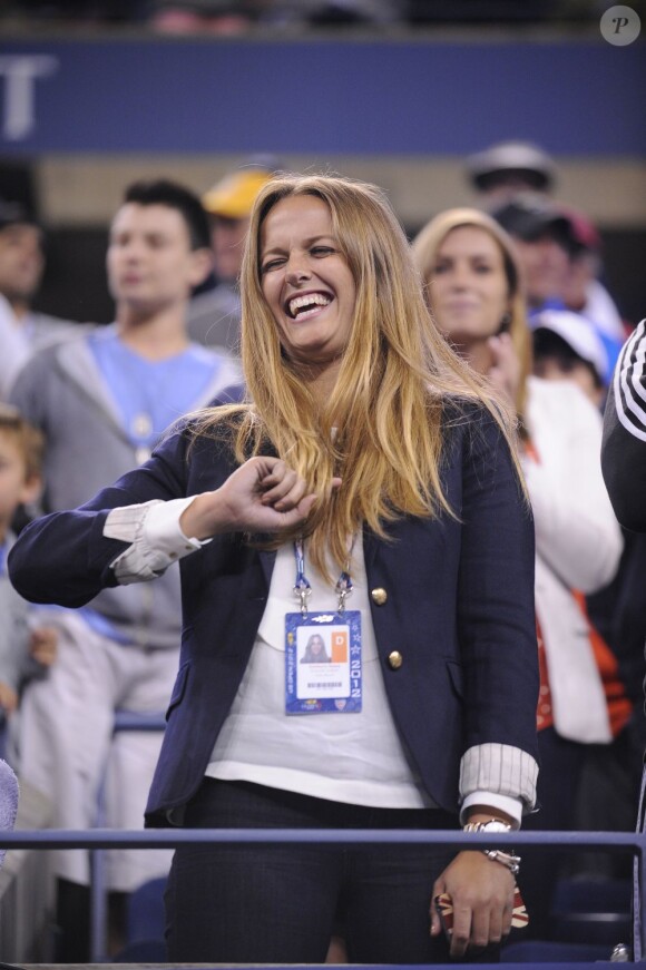 Kim Sears heureuse après la victoire de son homme Andy Murray en finale de l'US Open sur Novak Djokovic le 10 septembre 2012 à New York