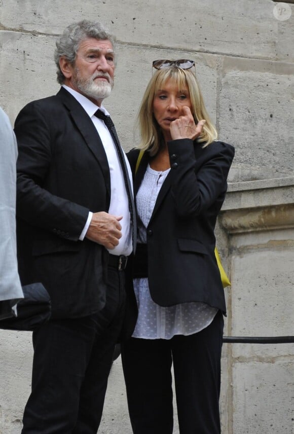 Patrick Préjean et sa femme Viviane lors des obsèques de Christian Marin en l'église Saint-Roch le 11 septembre 2012