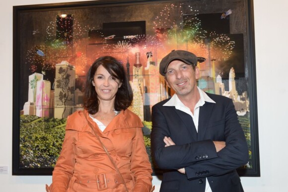 Zabou Breitman et Richard Woleck lors du vernissage de l'exposition de l'artiste organisé par la maison Nicolas Feuillatte. Septembre 2012