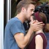 Ryan Gosling et Rooney Mara tournent une scène d'amour pour le nouveau film mystérieux de Terrence Malick à Austin, Texas. Le 24 septembre 2012.