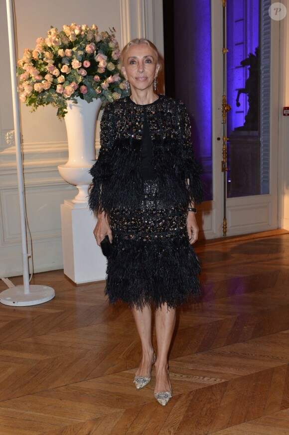 Franca Sozzani assiste à la soirée anniversaire de Vionnet à l'hôtel Salomon de Rothschild. Paris, le 30 septembre 2012.