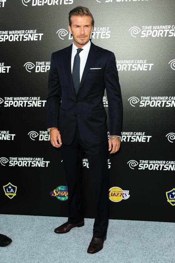 David Beckham lors du lancement des networks Time Warner Cable Sportsnet et Time Warner Cable Deportes aux studios Time Warner de Los Angeles le 1er octobre 2012