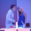 Olivier Marchal et sa femme Catherine sur scène pour le filage de la pièce Rendez-vous au Grand Café, théâtre des Bouffes Parisiens, le 8 octobre 2012.