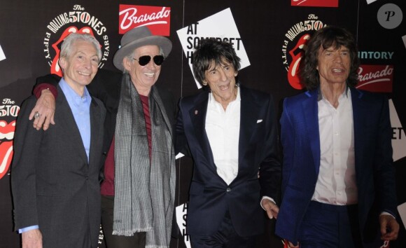 Les Rolling Stones à l'inauguration de leur exposition à la Somerset House, Londres, le 12 juillet 2012.