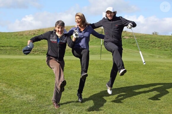 Tex, Philippe Candeloro et Nathalie Simon lors du Trophée Novotel des Personnalités qui se disputait sur l'Albatros au Grand National à Saint-Quentin-en-Yvelines les 12 et 13 octobre 2012