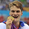 Yannick Agnel après avoir décroché la médaille d'or sur 200m nage libre aux Jeux olympiques de Londres le 29 juillet 2012