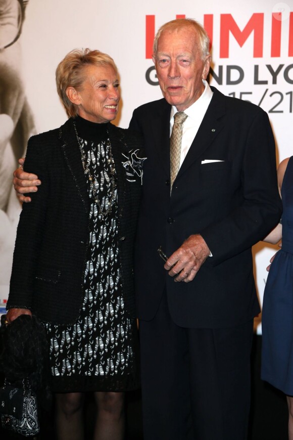 Max Von Sydow et sa femme lors de la cérémonie d'ouverture du Festival Lumière de Lyon avec la projection de L'Epouvantail le 15 octobre 2012