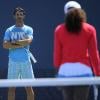 Serena Williams et Patrick Mouratoglou lors de l'US Open à New York le 30 août 2012