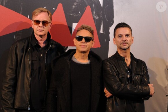 Martin Gore, Dave Gahan et Andy Fletcher de Depeche Mode en conférence de presse à Paris, le 23 octobre 2012.