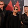Martin Gore, Dave Gahan et Andy Fletcher du groupe Depeche Mode en conférence de presse à Paris, le 23 octobre 2012.