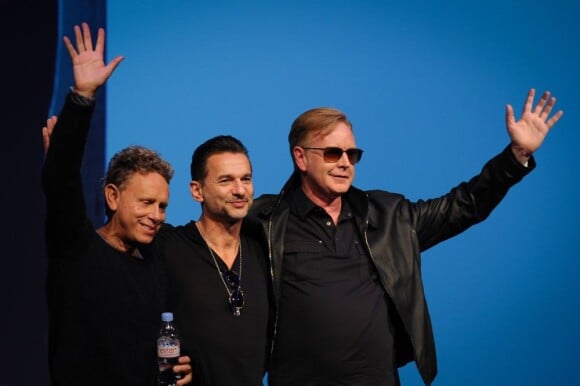 Martin Gore, Dave Gahan et Andy Fletcher de Depeche Mode en conférence de presse à Paris, le 23 octobre 2012.