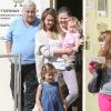 Jessica Alba sort d'un restaurant à Los Angeles avec ses fillettes le 25 octobre 2012