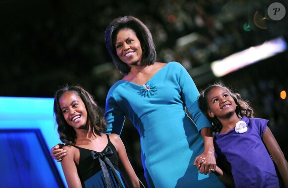 Sasha et Malia Obama à Denver en 2008 lors de la campagne électorale de leur père Barack Obama