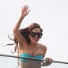 Lady Gaga sur la terrasse de sa chambre d'hôtel à Rio de Janeiro, le 7 novembre 2012.