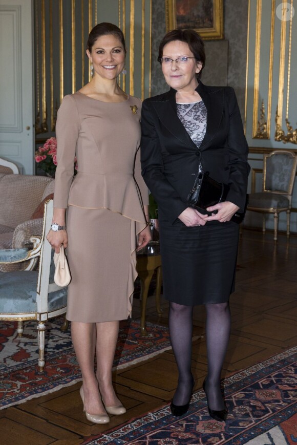 La princesse Victoria de Suede recevait le 13 novembre 2012 Ewa Kopacz, présidente de la Diète polonaise (chambre basse du Parlement), au palais royal Drottningholm à Stockholm.