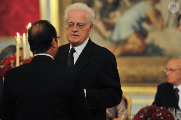 Lionel Jospin au dîner organisé en l'honneur du président italien Giorgio Napolitano. A l'Élysée, le 21 novembre 2012.