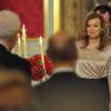 Valérie Trierweiler était très belle lors du dîner organisé en l'honneur du président italien Giorgio Napolitano. A l'Élysée, le 21 novembre 2012.