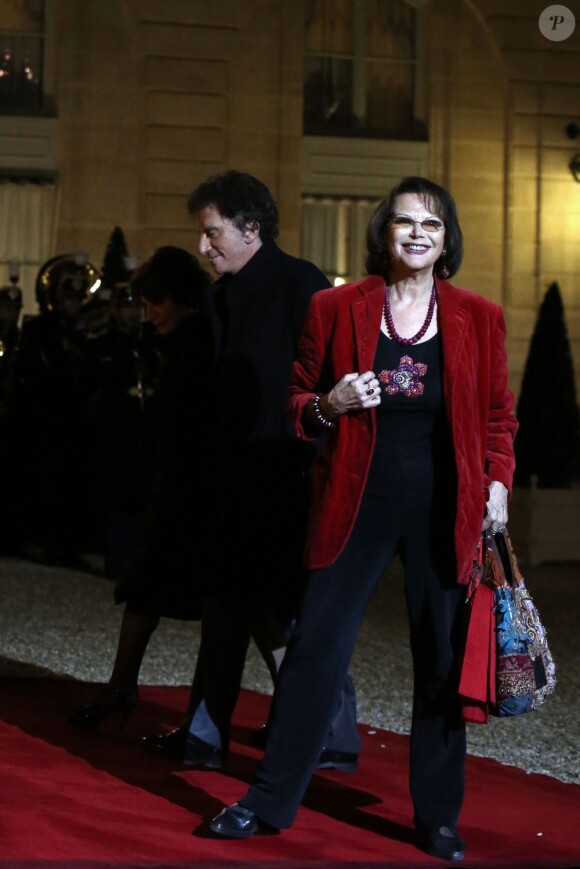 Claudia Cardinale au dîner organisé en l'honneur du président italien Giorgio Napolitano. A l'Élysée, le 21 novembre 2012.
