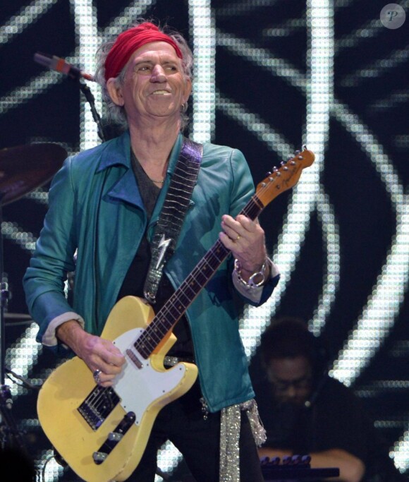 Keith Richards sur la scène de l'O2 Arena à l'occasion du 50e anniversaire des Rolling Stones. Londres, le 25 novembre 2012.