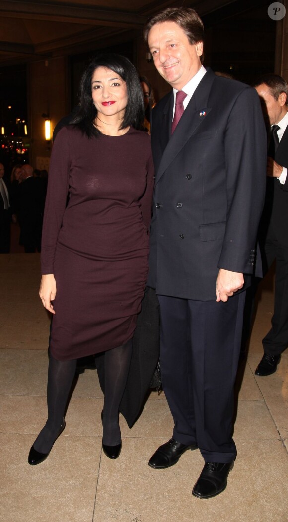 Jeannette Bougrab et Jean-Luc Allavena, président de la Fondation, lors du dîner de Gala de la French American Foundation au Palais d'Iéna à Paris le 27 Novembre 2012