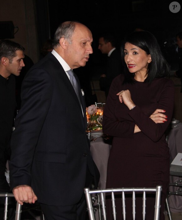 Laurent Fabius et Jeannette Bougrab lors du dîner de Gala de la French American Foundation au Palais d'Iéna à Paris le 27 Novembre 2012