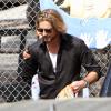 Gabriel Aubry dans les rues de Los Angeles, le 8 février 2012. Le mannequin était allé chercher sa fille à l'école.