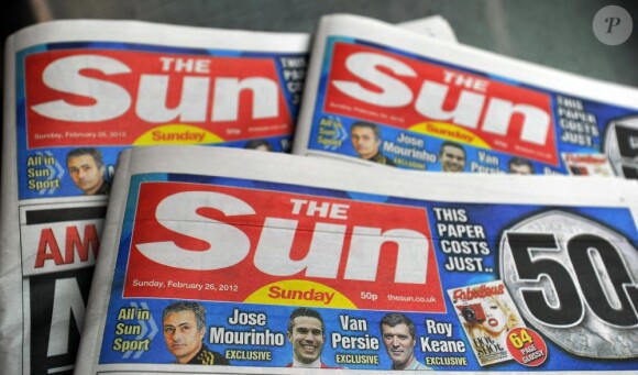 Editions du journal anglais The Sun appartenant à News Corp. le groupe de presse de Rupert Murdoch.