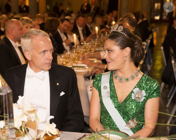 La princesse Victoria de Suède et Brian Kobilka, lauréat du Nobel de chimie, lors du dîner de gala en l'honneur des lauréats des prix Nobel, le 10 décembre 2012 à l'Hôtel de Ville de Stockholm.
