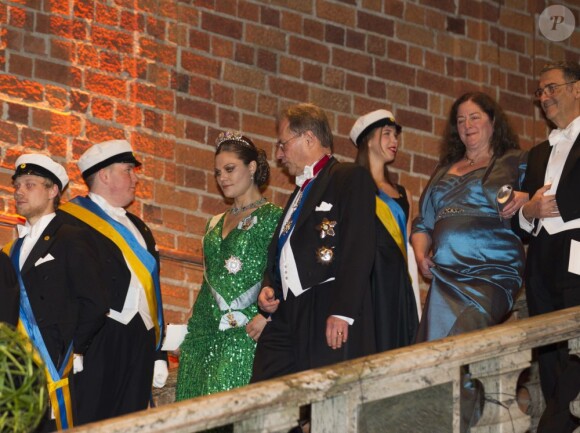 La princesse Victoria de Suède et le président du Parlement suédois Per Westerberg lors du dîner de gala en l'honneur des lauréats des prix Nobel, le 10 décembre 2012 à l'Hôtel de Ville de Stockholm.